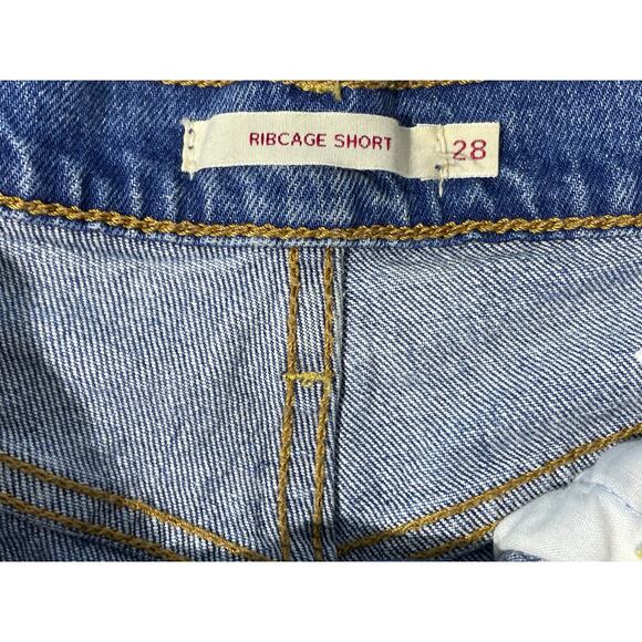 Levi's Premium Ribcage Cut Off Jean Shorts Size 28 High Rise Button Fly Rave - Picture 7 of 9